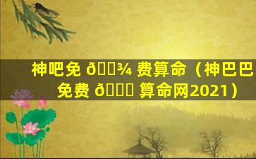 神吧免 🌾 费算命（神巴巴免费 🐛 算命网2021）